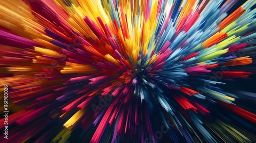 Bold strokes of color swishing and swirling in a chaotic pattern filled with intense movement