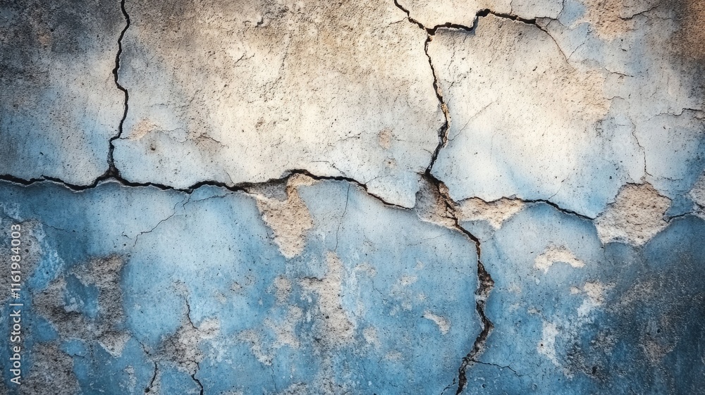 Obraz premium Cracked Blue and White Weathered Wall Texture