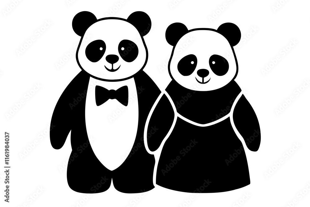 Naklejka premium panda bear with a heart