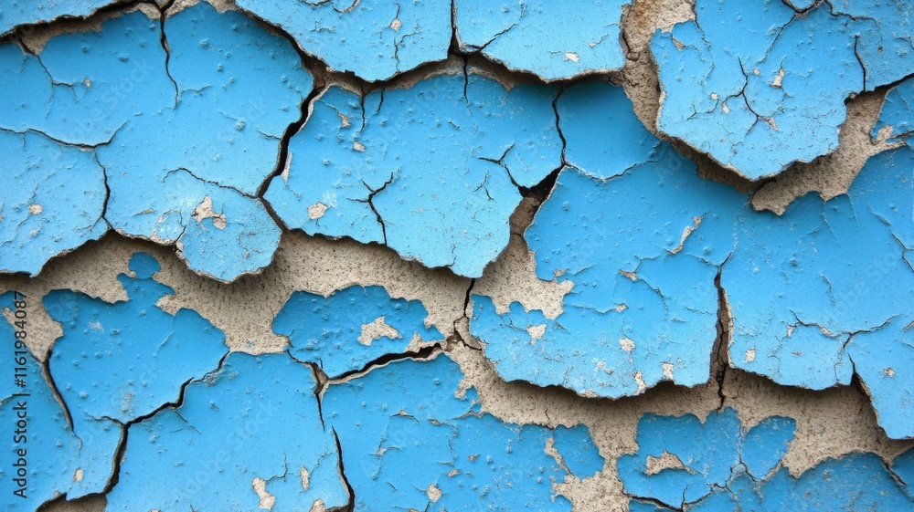 Obraz premium Cracked Blue Paint on Weathered Surface