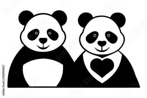 panda with a heart photo