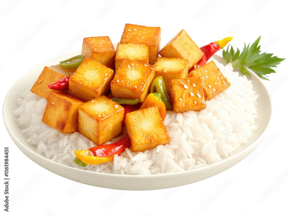 Vegan Sweet and Sour Tofu Crispy tofu chunks tossed in a tangy sweet and sour sauce made with pineapple, bell