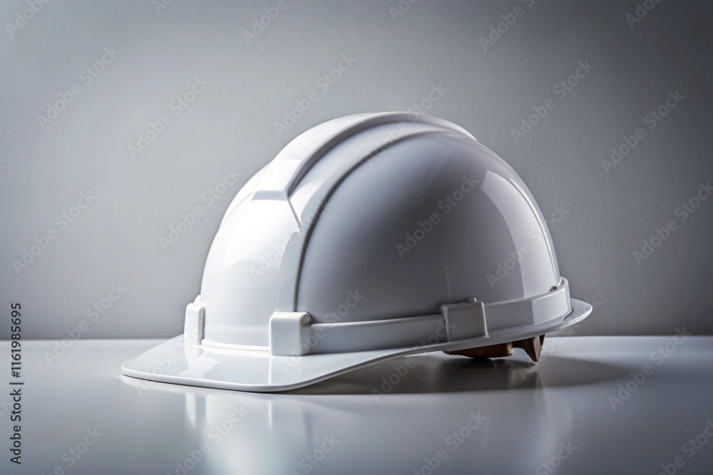A white hard hat is sitting on a table A white hard hat is sitting on a table