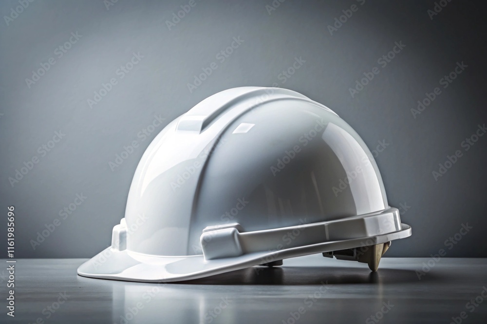 A white hard hat is sitting on a table A white hard hat is sitting on a table