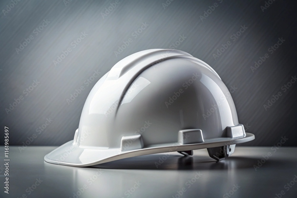 A white hard hat is sitting on a table A white hard hat is sitting on a table