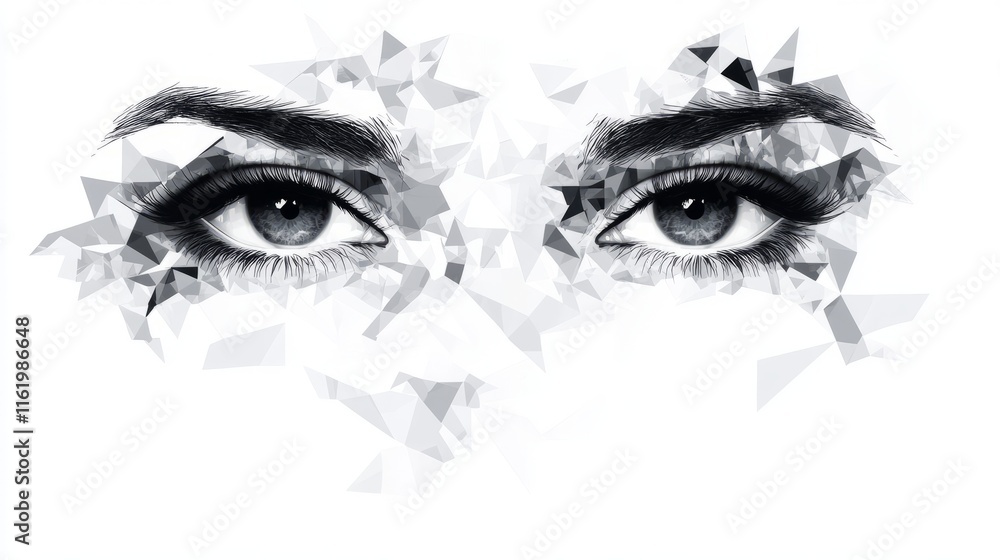 Fototapeta premium Abstract Geometric Woman's Eyes, Black and White