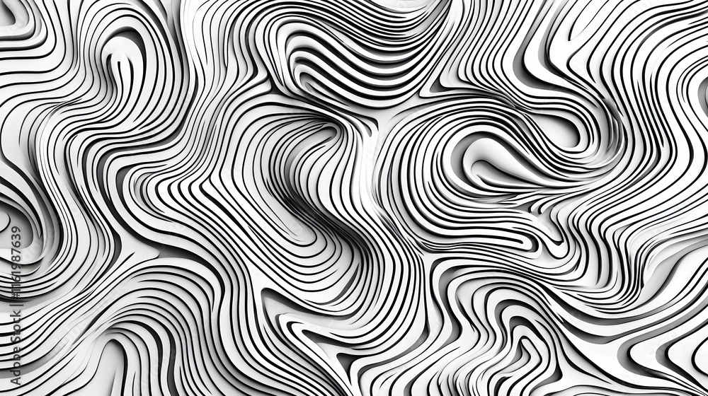 Fototapeta premium A continuous pattern of curved lines flowing together in harmony creating smooth fluid movement