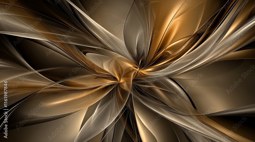 Obraz premium Abstract Golden Brown Swirling Floral Design