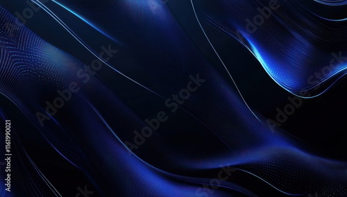 Abstract Blue Digital Waves Dark Background Glowing Lines Elegant Design photo