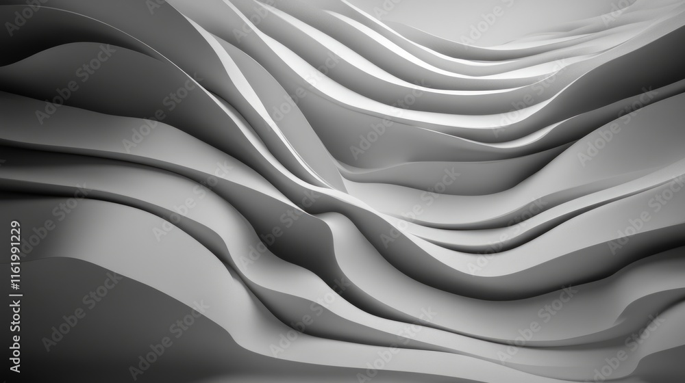 Obraz premium Abstract Grey Wave Architectural Design 3D Render