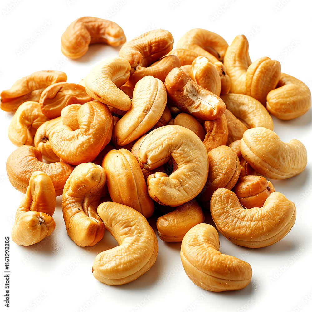 Roasted cashew nuts isolated on white background. Healthy food. Roasted cashew nuts isolated on white background. Healthy food.