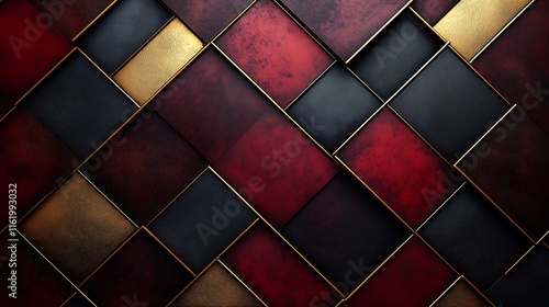 Dark Burgundy Background with Gold and Copper Patterns