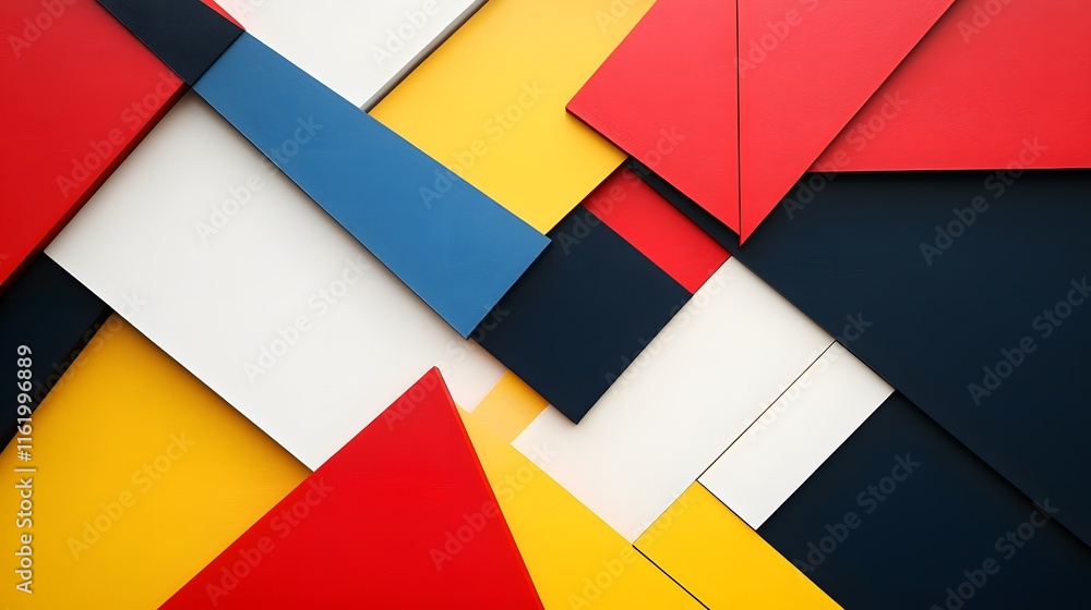 Geometric shapes with intense color contrasts fitting together with shadows enhancing their design Geometric shapes with intense color contrasts fitting together with shadows enhancing their design