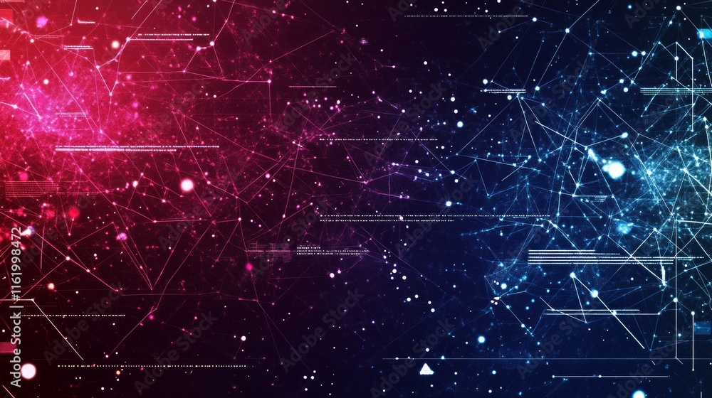 Abstract Network Data Visualization Red Blue Nodes Abstract Network Data Visualization Red Blue Nodes