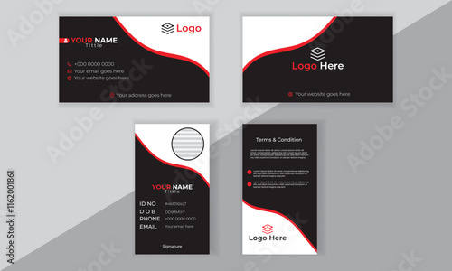 Modern branding with minimalist ID card and business cards design vector 