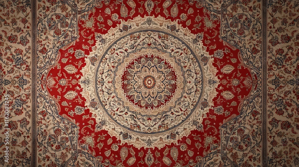 Top View of Detailed Persian Carpet with Realistic Photography. AI generated illustration Top View of Detailed Persian Carpet with Realistic Photography. AI generated illustration