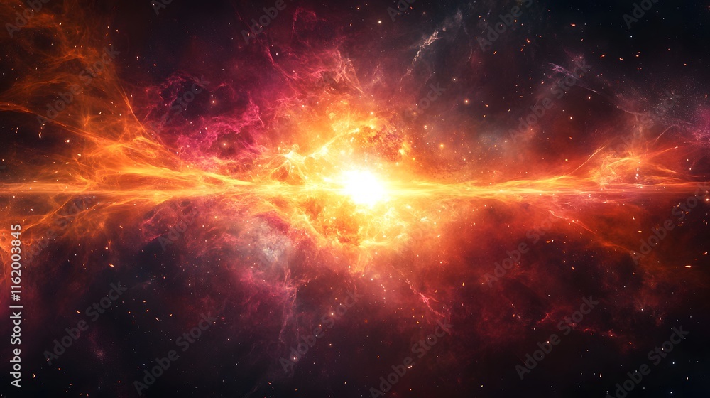 A dynamic explosion of energy at the core with colorful rays of light shooting outward creating movement A dynamic explosion of energy at the core with colorful rays of light shooting outward creating movement
