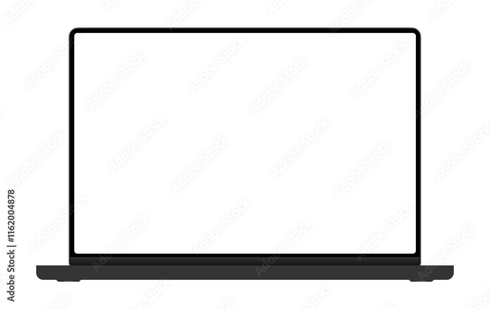Modern vector laptop mockup front view and high quality mockup isolated on white background, PNG transparent Modern vector laptop mockup front view and high quality mockup isolated on white background, PNG transparent