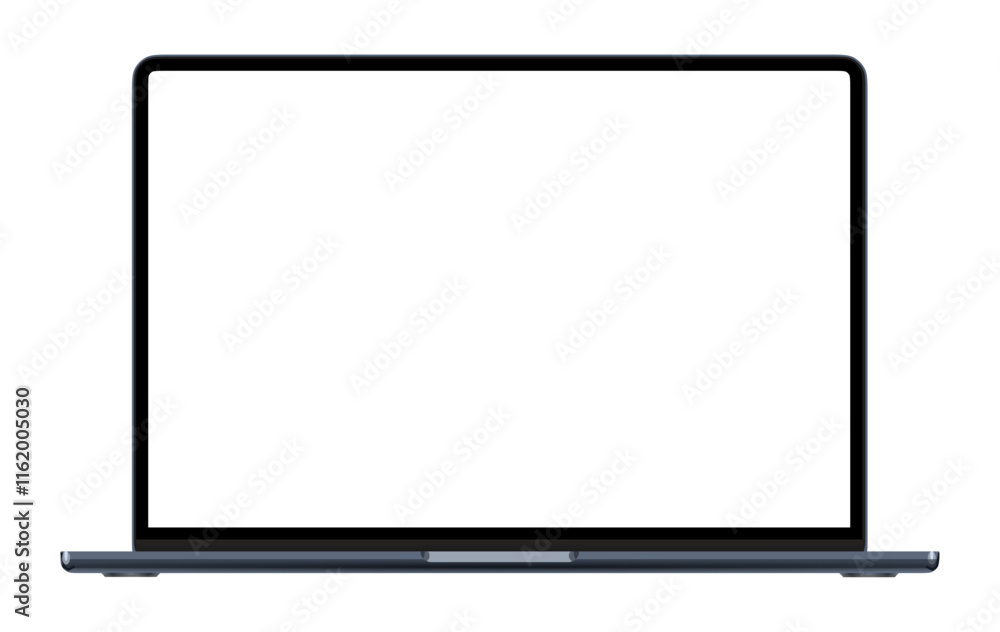 Modern vector laptop mockup front view and high quality mockup isolated on white background, PNG transparent