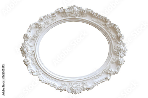 Vintage style oval lace frame with a soft pastel background, Isolated on transparent or white background cut out