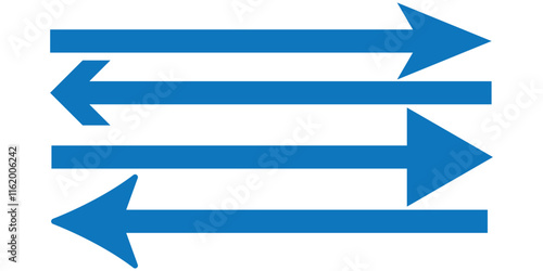 Set of long arrow vector, icon . Horizontal double side arrow. Straight long arrow vector icon set. Long arrows left and right in flat style. Long arrow silhouette, symbol, icon design