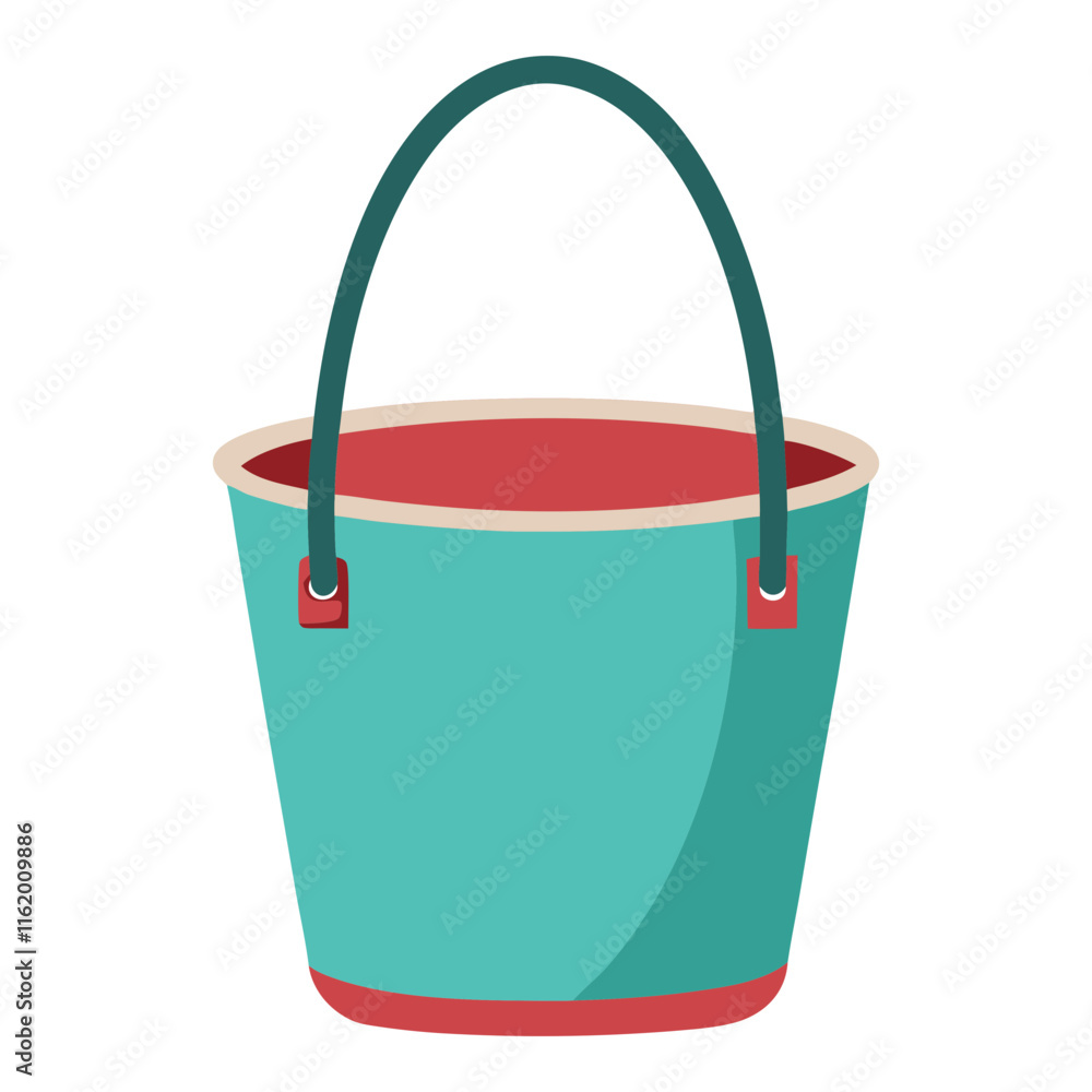 Turquoise Bucket with Red Interior and Handle-Vector illustration of a turquoise bucket with a red interior, matching accents, and a green handle, perfect for storage or household tasks.
Turquoise Bucket with Red Interior and Handle-Vector illustration of a turquoise bucket with a red interior, matching accents, and a green handle, perfect for storage or household tasks.
