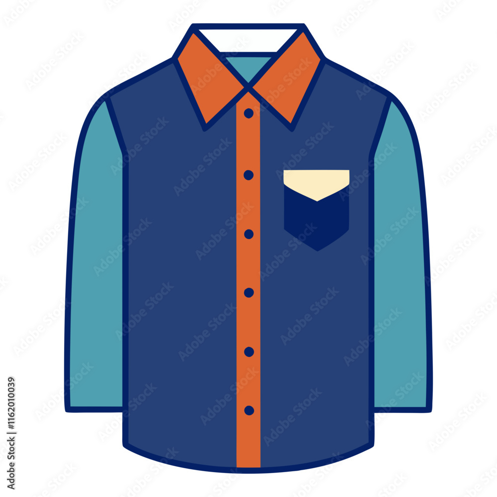 Long-sleeve shirt, Flat vector illustration, fashion, clothing, or wardrobe concepts. Long-sleeve shirt, Flat vector illustration, fashion, clothing, or wardrobe concepts.