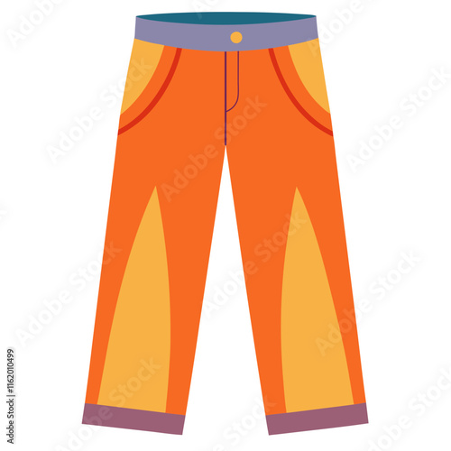 Orange Pants with Yellow Panels and Blue Waistband
