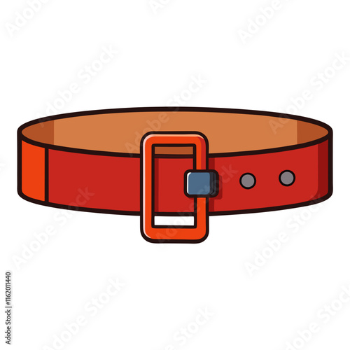 Red Leather Belt Icon with Buckle
