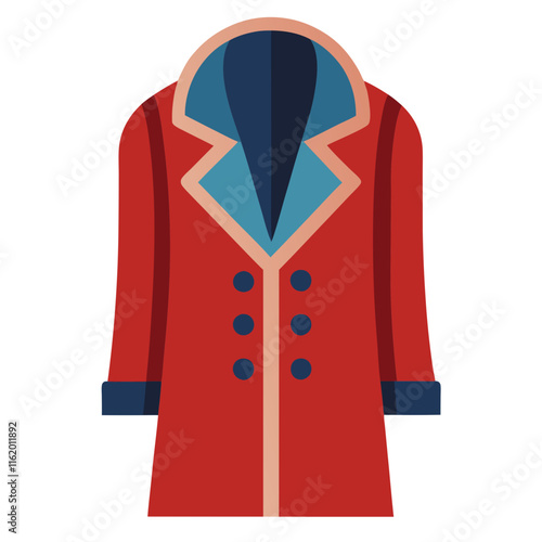 Red Double-Breasted Coat Icon Design
