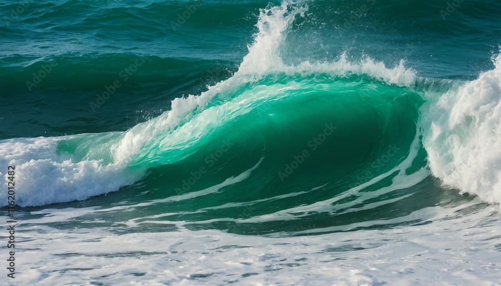 Obraz premium Close-up of emerald ocean waves in motion