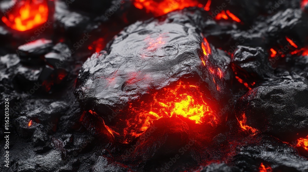 Glowing Lava Rock Close Up Volcanic Scene Glowing Lava Rock Close Up Volcanic Scene