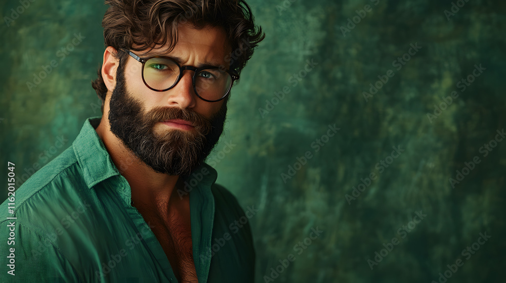 Obraz premium portrait of a person green background with copy space 4K