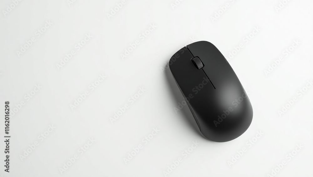 Modern Matte Black Wireless Mouse Positioned on a Clean White Background Modern Matte Black Wireless Mouse Positioned on a Clean White Background