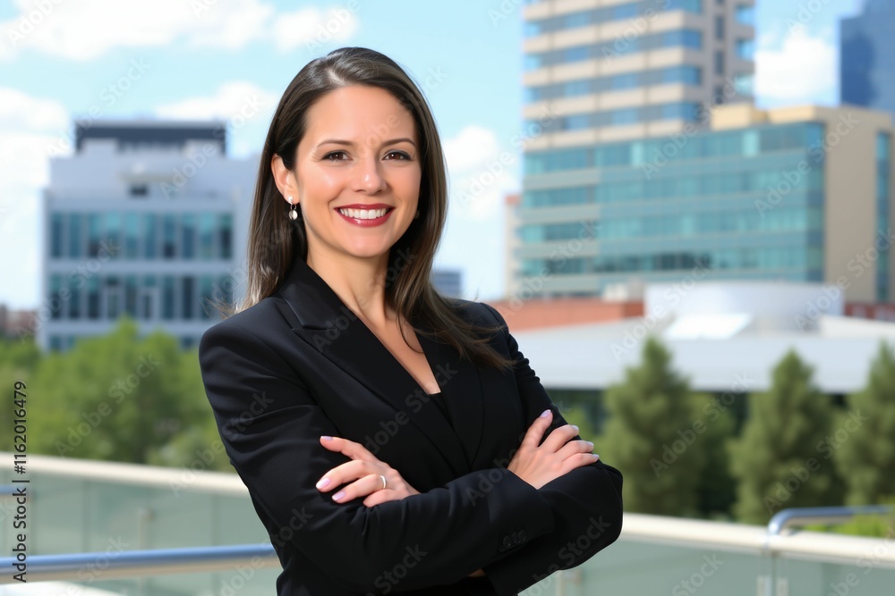 Confident businesswoman portrait with cityscape background.generative AI
Confident businesswoman portrait with cityscape background.generative AI