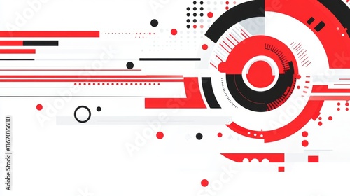 Wallpaper Mural Abstract Red and Black Tech Design Circular Pattern Torontodigital.ca