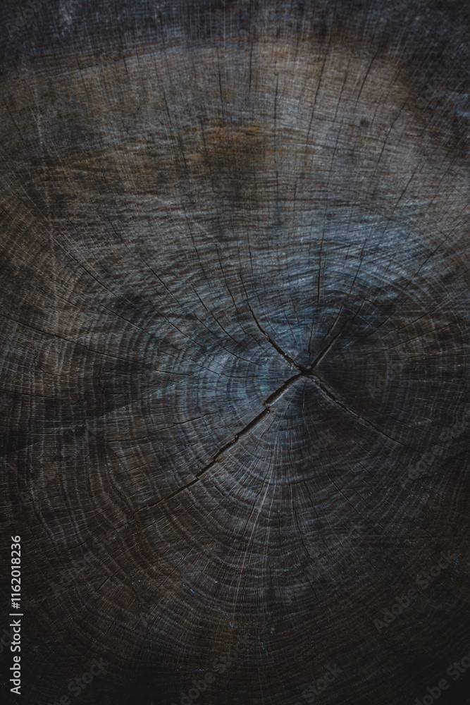 Fototapeta premium A cross section of an old cracked log