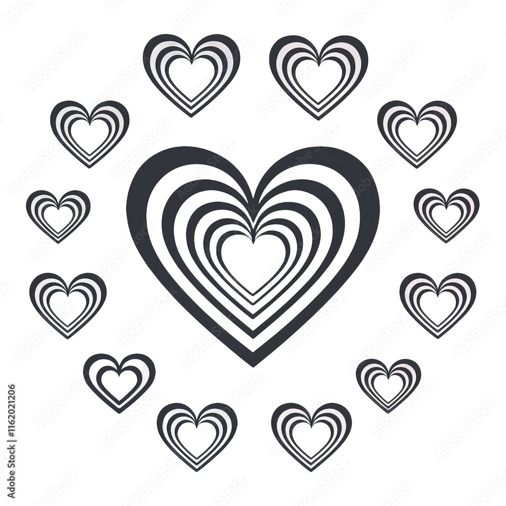 set of assorted size hearts elements transparent background set of assorted size hearts elements transparent background