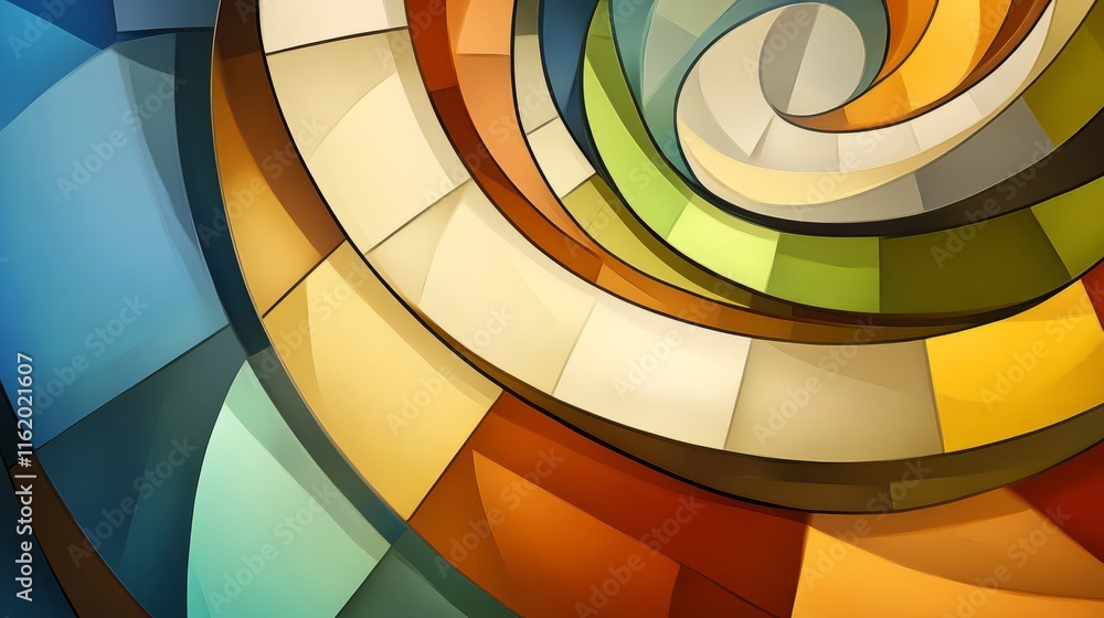 Abstract Spiral Mosaic in Warm Hues Abstract Spiral Mosaic in Warm Hues