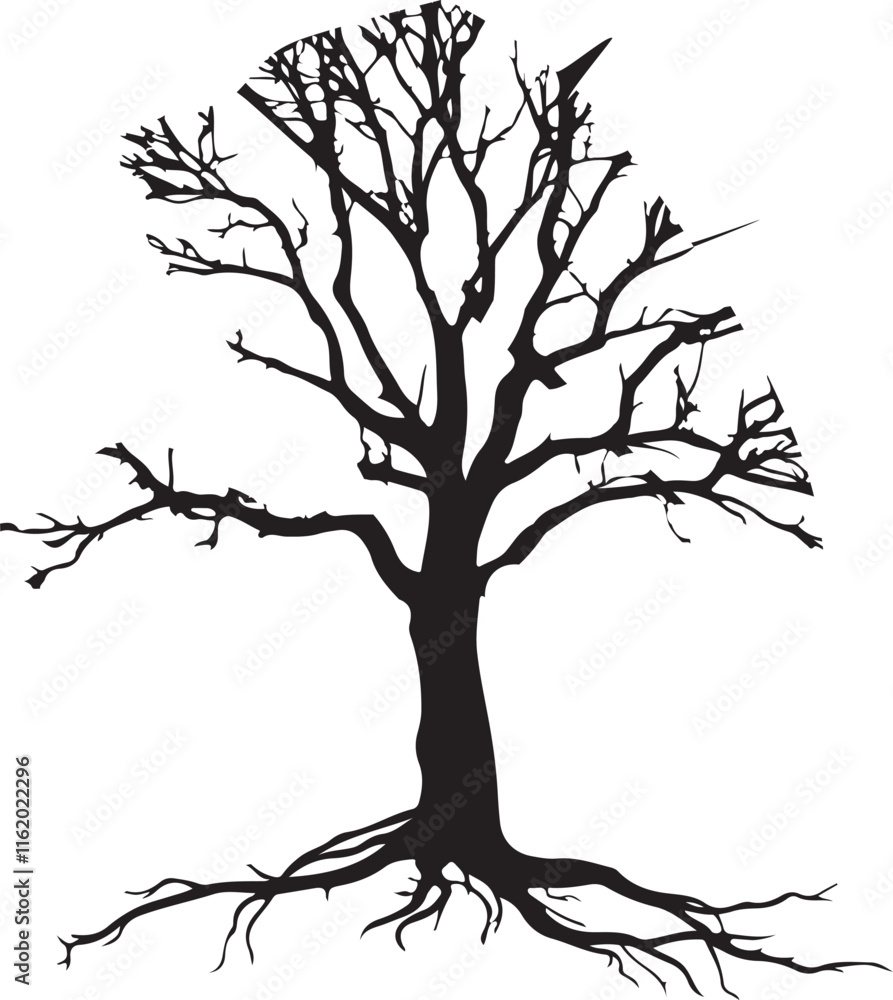 Black tree silhouette vector illustration style