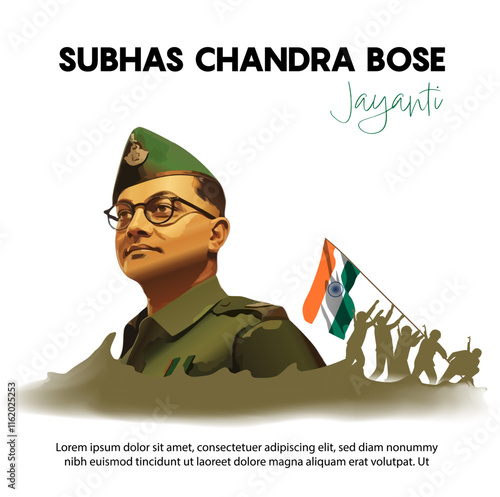 Subhas Chandra Bose Tribute - Vector Design of the Iconic Indian Freedom Fighter photo