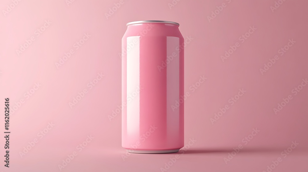 Pink Aluminum Can on Pink Background Pink Aluminum Can on Pink Background