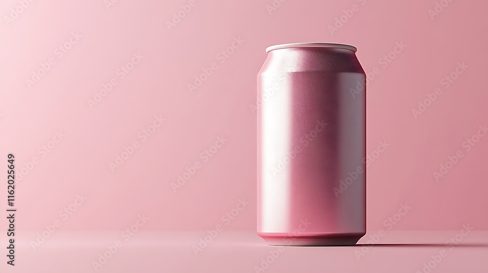 Pink Aluminum Can on Pink Background Pink Aluminum Can on Pink Background