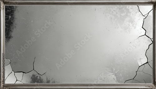 Grunge silver mirror with cracked and faded spots