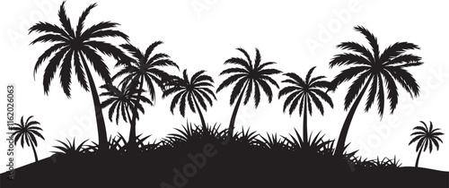 Palm Trees Silhouette Vector Illustration.