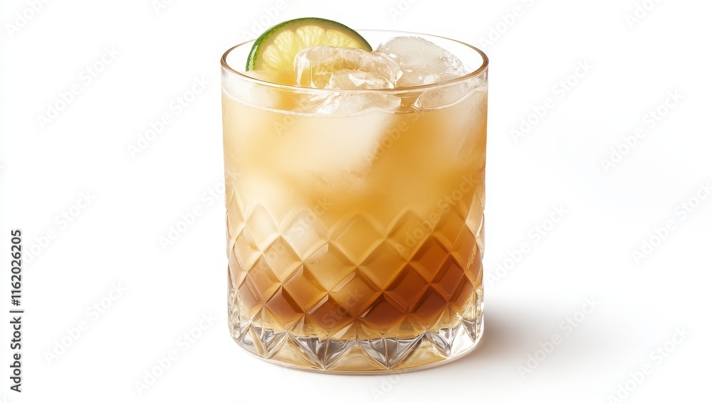 Refreshing iced cocktail in a cut-glass tumbler. Refreshing iced cocktail in a cut-glass tumbler.