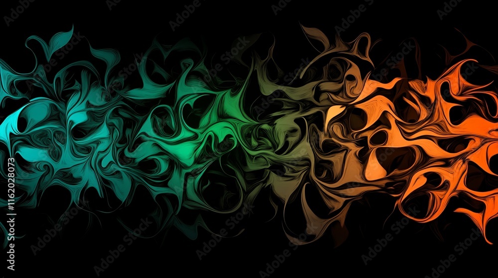 Abstract Swirling Teal and Orange Flames Design Abstract Swirling Teal and Orange Flames Design