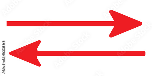 Set of long arrow vector, icon . Horizontal double side arrow. Straight long arrow vector icon set. Long arrows left and right in flat style. Long arrow silhouette, symbol, icon design