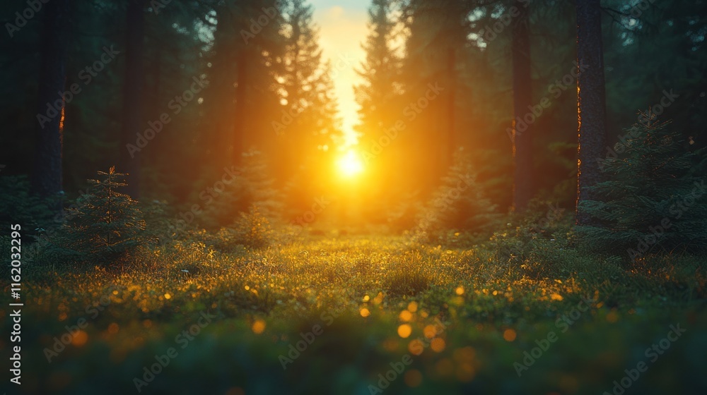 Sunset in a pine forest. Sunset in a pine forest.