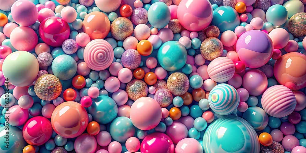 Colorful abstract balls: dynamic drone view, modern poster. Colorful abstract balls: dynamic drone view, modern poster.